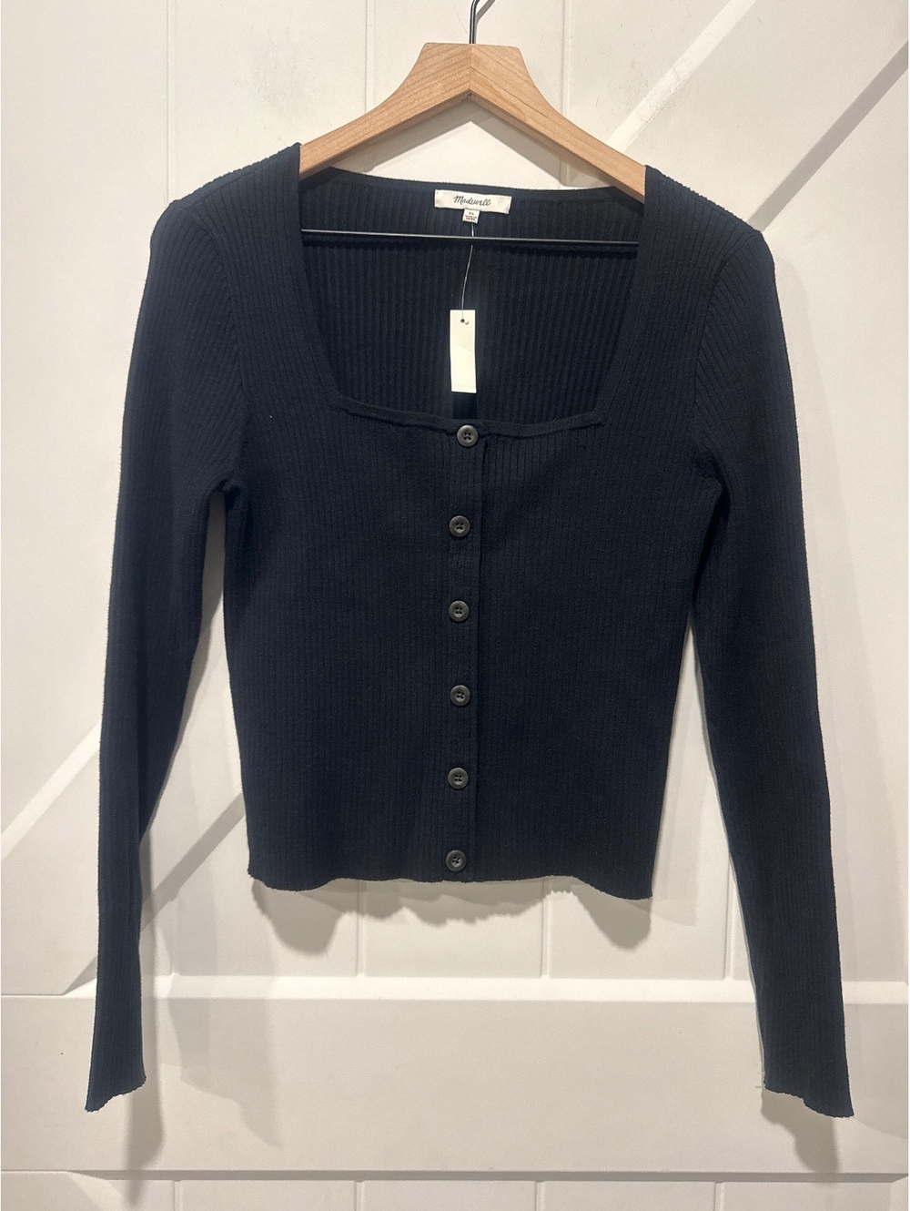 Madewell Black Ribbed Button-Up Cardigan Sweater, NWT, XL
